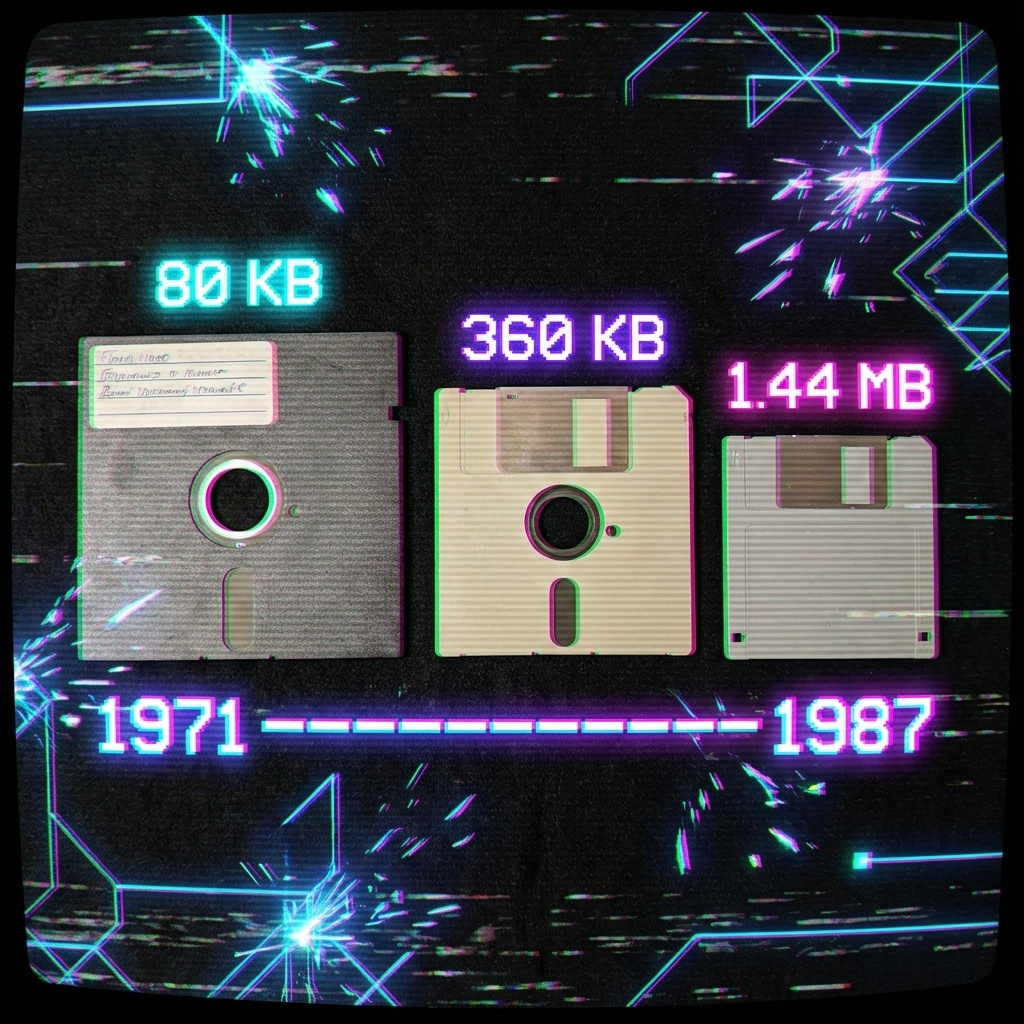 illustration différents type de disquettes